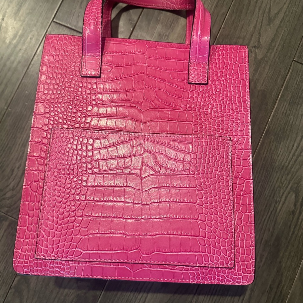 Pink Crocodile-Embossed Italian Tote Bag